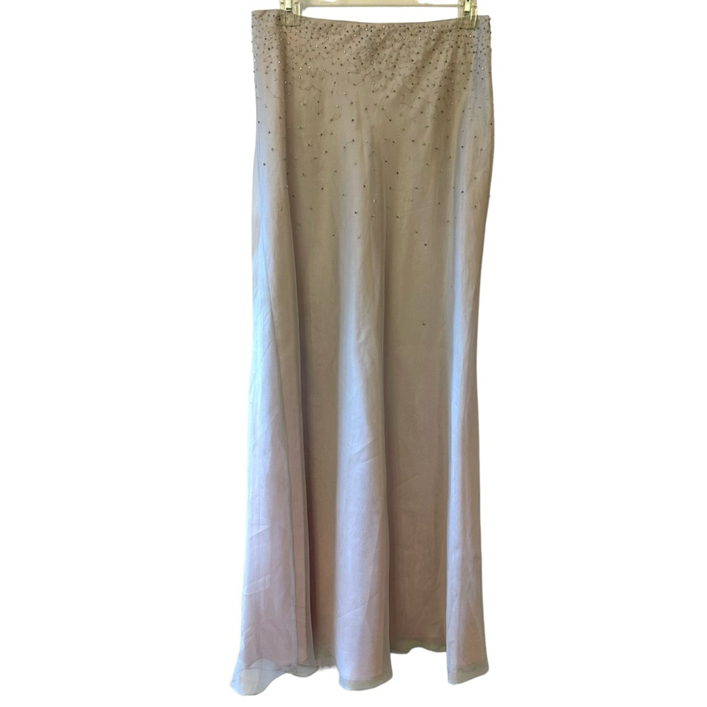 VTG 90s Laundry by Shelli Segal Beaded Layered Silk Maxi Skirt Fairycore 8 NWT